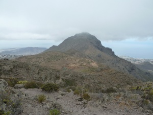 A view from the north side of Roque del Conde where the flat top is not so notable as from the south or west
